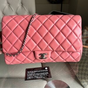 SOLD Excellent Chanel Pink Classic Single Flap w/ authenticity card